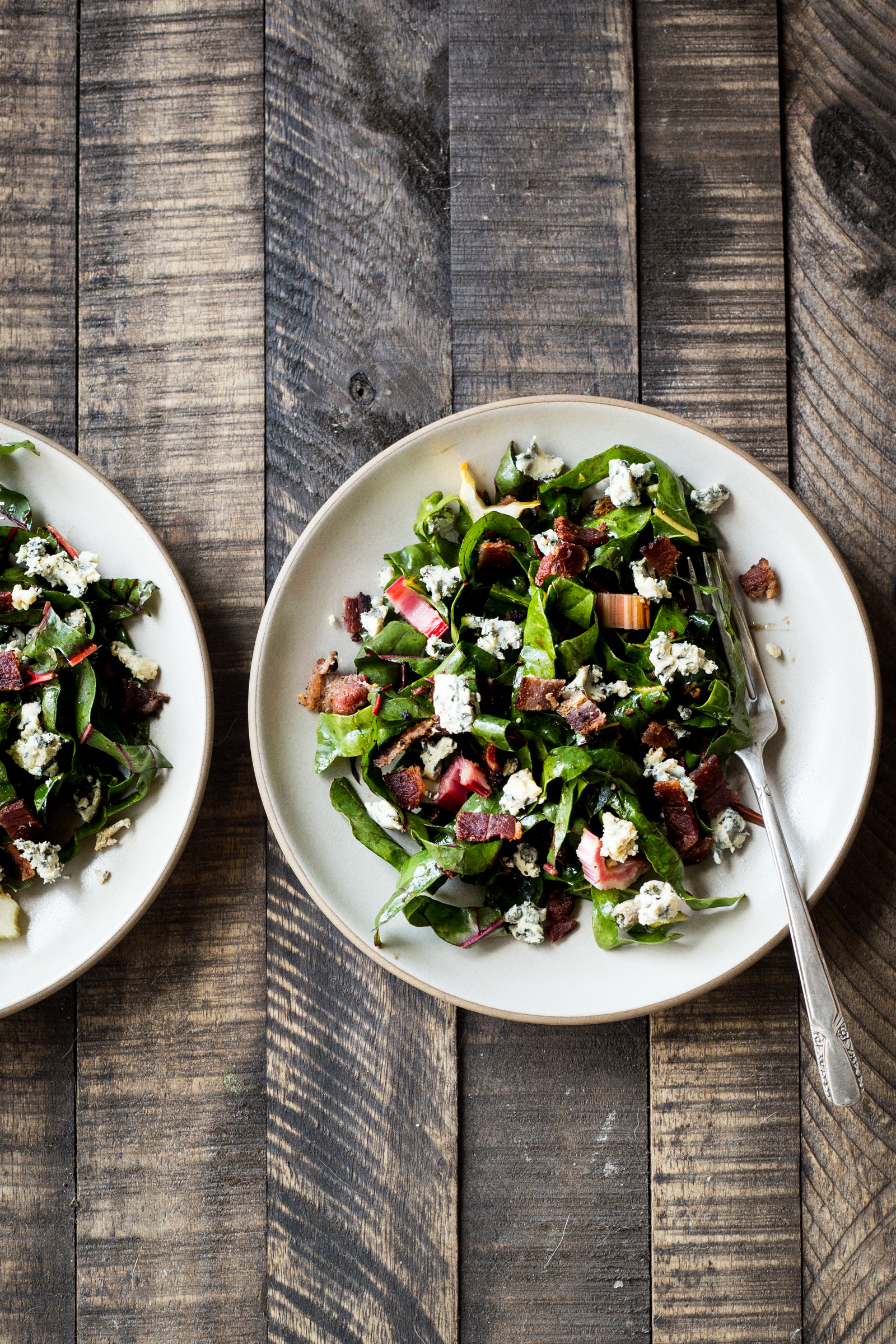  Bacon & Blue Cheese Swiss Chard Salad (for a veggie version try substituting toasted sunflower seeds sprinkled in smoked paprika and sea salt instead of the bacon)