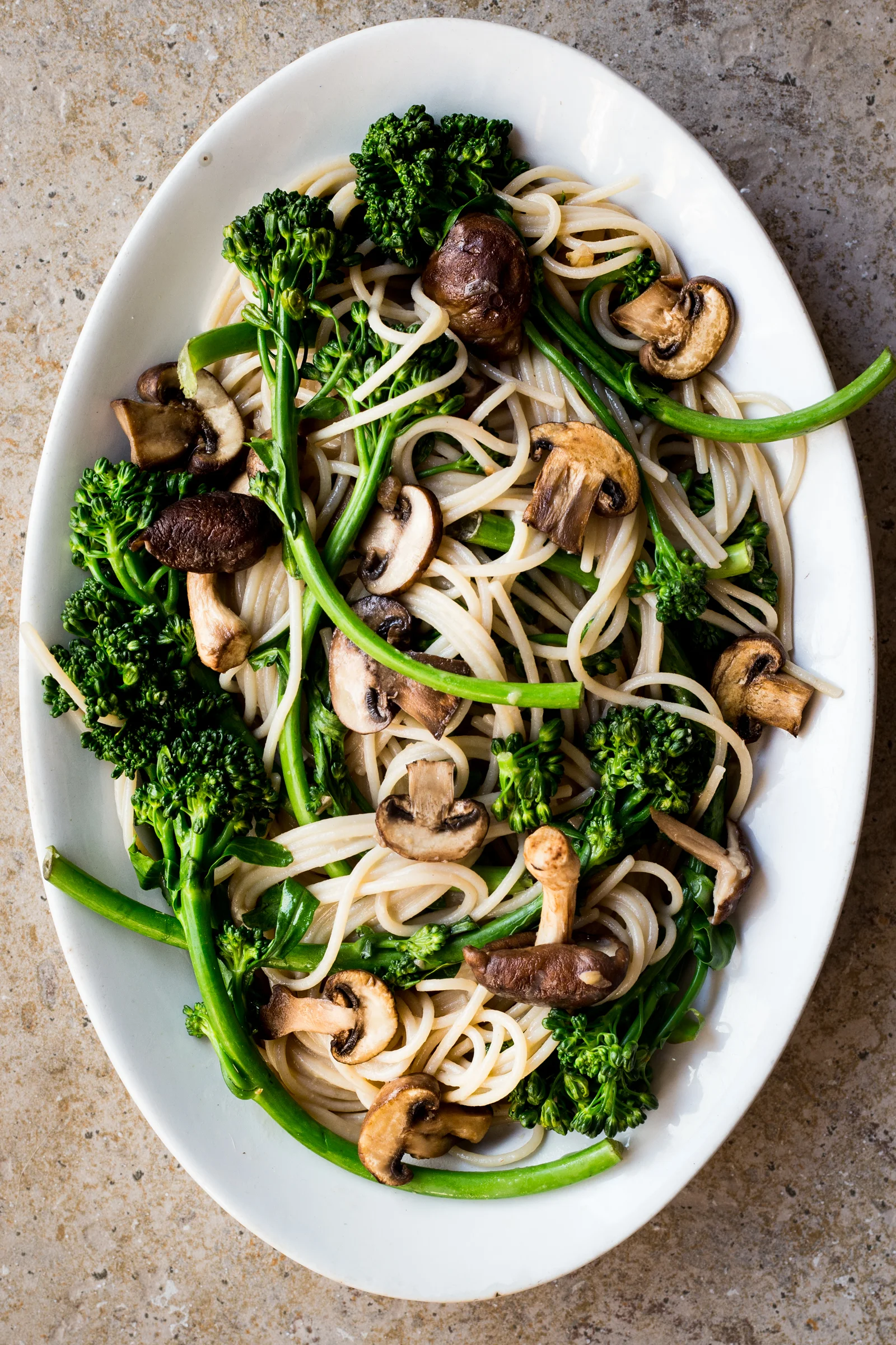 Broccolini & Mushroom Pasta with Ginger Miso Sauce (substitute regular broccoli for the broccolini) 