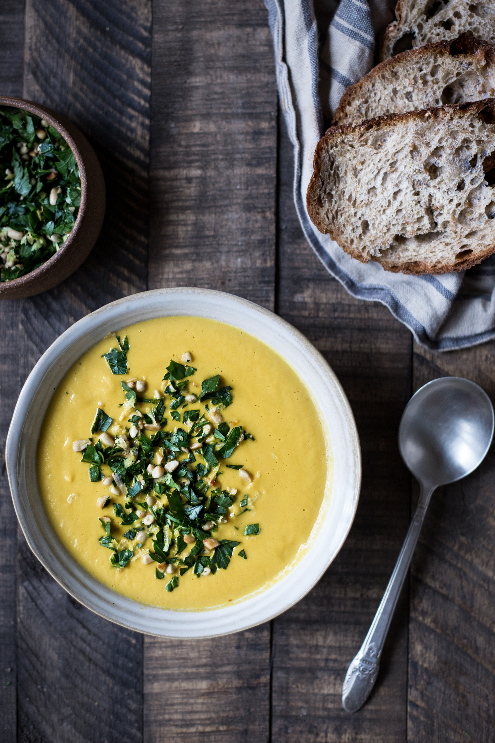 Carrot Tahini Soup (add some of the winter squash to this for added sweetness!)