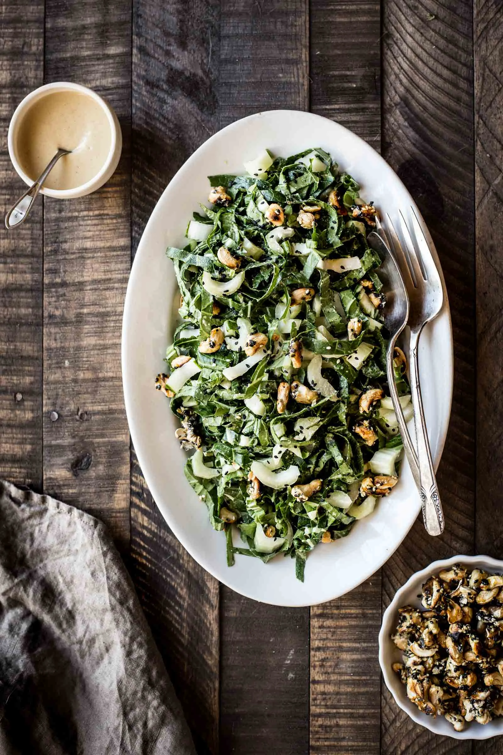 Bok Choy Salad with Miso Tahini Dressing & Sesame Cashew Clusters (AKA my favorite salad EVER!!)
