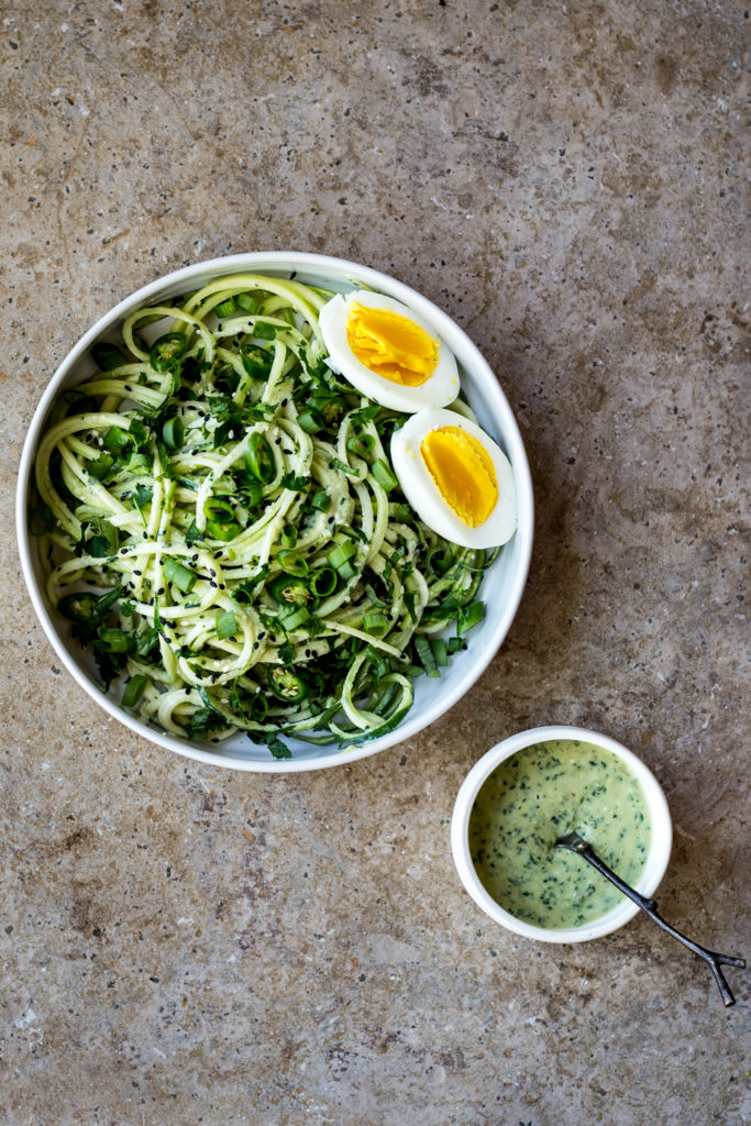 Zucchini Noodles with Green Chili Miso Pesto (this is SO damn delicious and refreshing!)