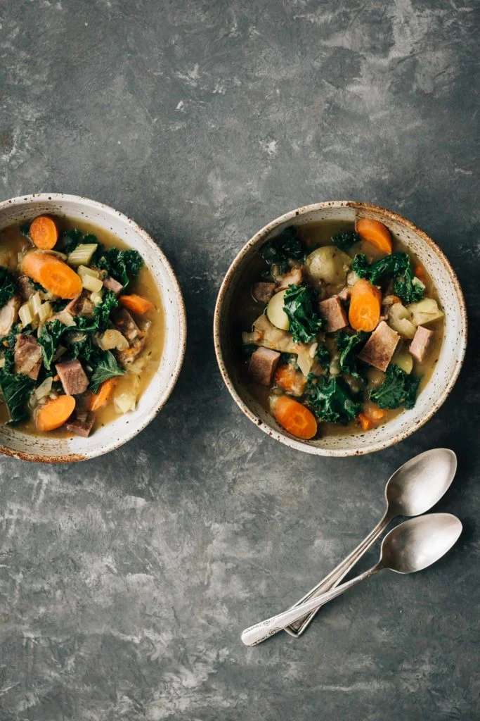 Hearty Ham & Vegetable Stew (swap in a kohlrabi for the rutabaga in this recipe!)