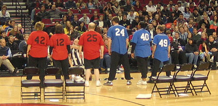 CSz plays a round of "Story Manual" at the Rose Garden Arena at the Trailblazers Faith and Family Night following an NBA game