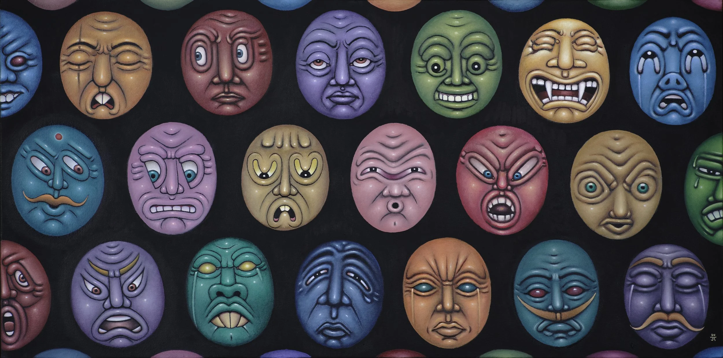 "Hobbesian Masks" Tripoli, 2024, oil on canvas - $please inquire