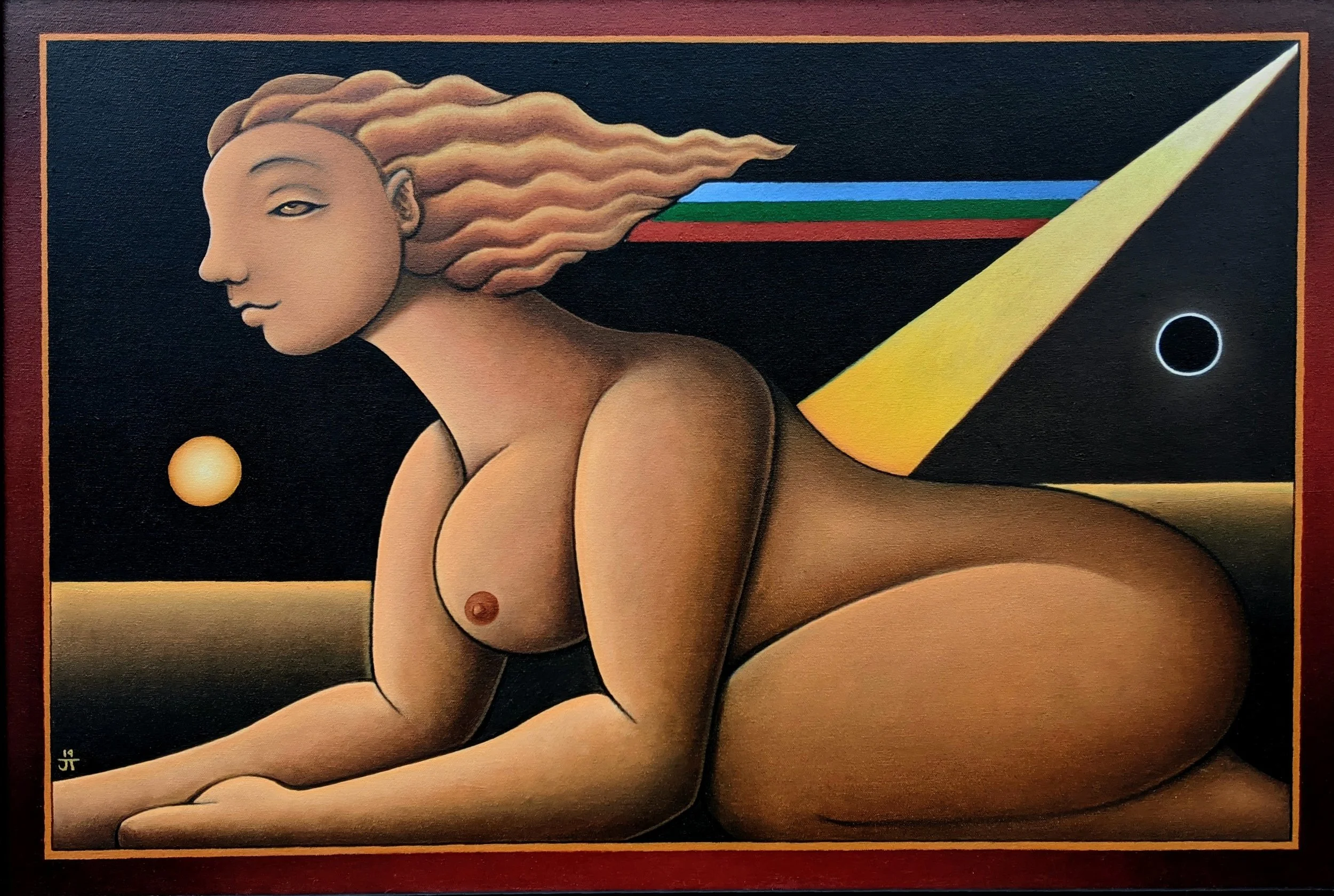 "Sphinx of the Crossroads" Tripoli, 2025, oil & acrylic on canvas - $please inquire