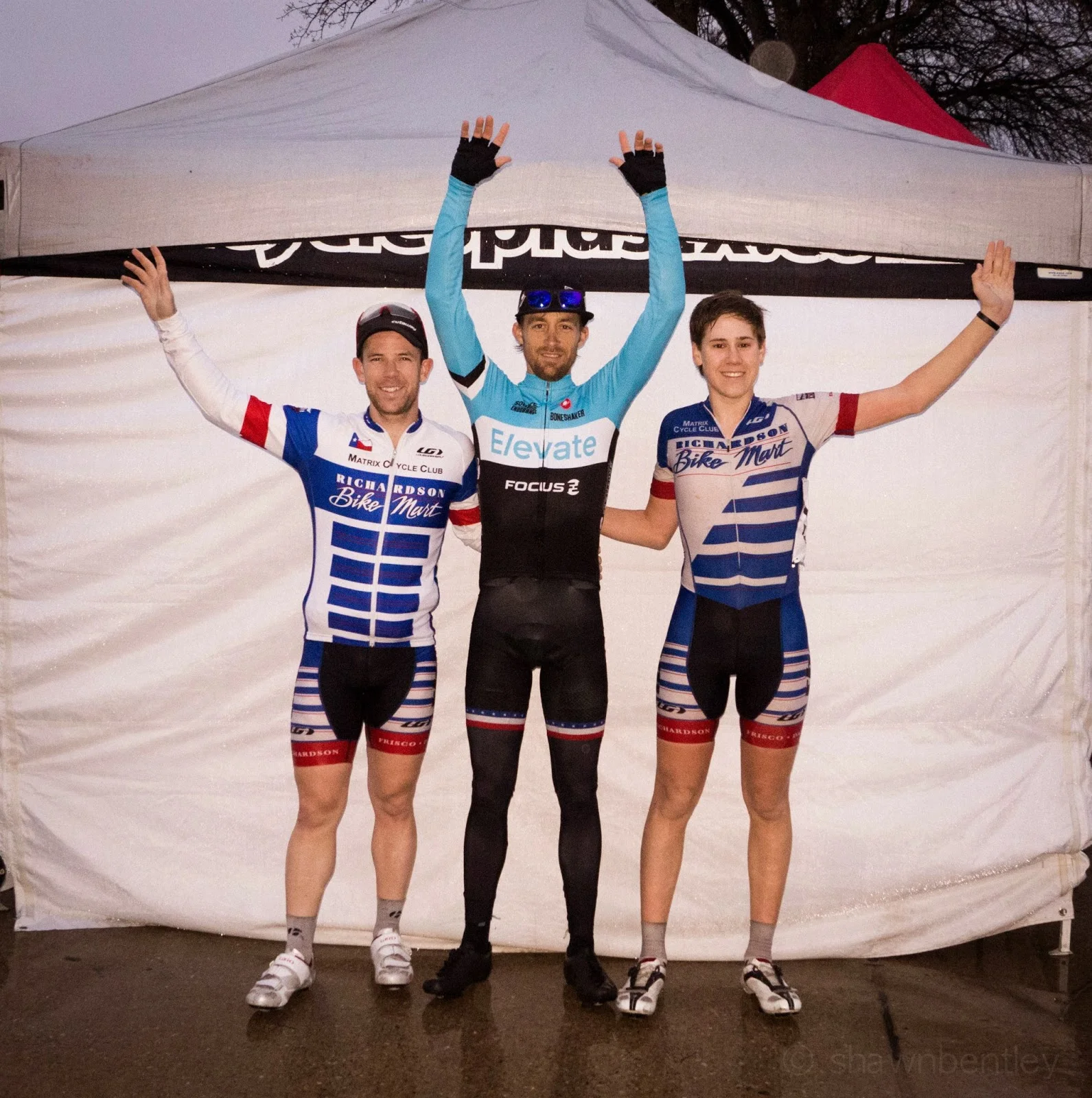 Armeaux Crit Podium: 1st Mat Stephens (ELEVATE), 2nd Tyler Cloutier (RBM/Matrix), 3rd Rob Sandusky (RBM/Matrix)