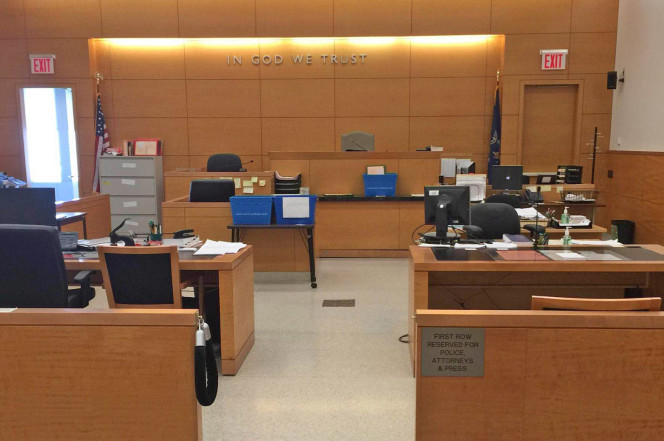 A Brooklyn Supreme court courtroom sits empty last year because of a lack of Court Reporters