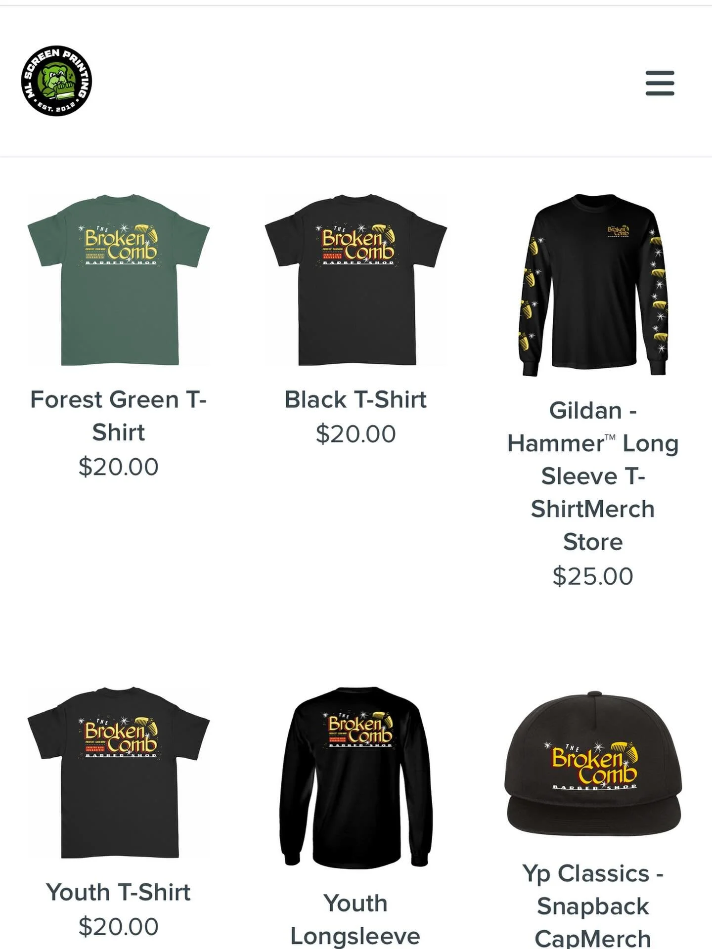 We are running a store for our buddies at @brokencombbarber pick something up if you can. If you need a store for your next merch drop reach out.

https://ml-screen-printing.printavo.com/merch/brokencomb2026/?fbclid=IwdGRjcAQr8eBleHRuA2FlbQIxMQBzcnRj