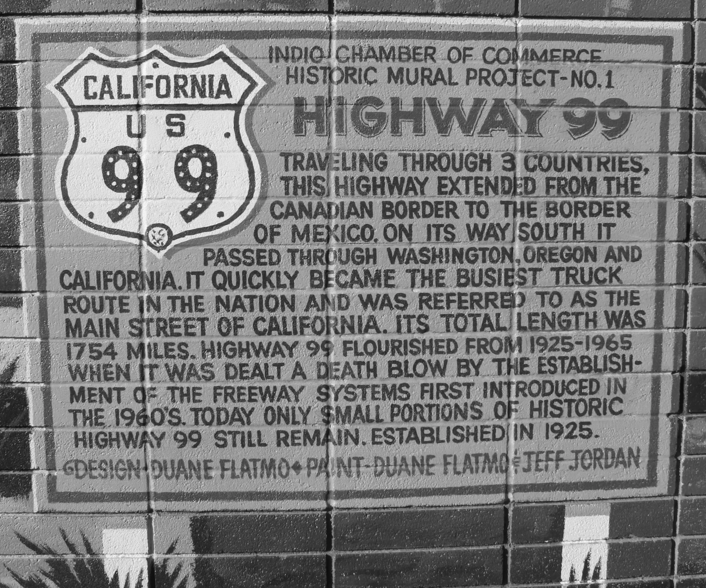 A mural outside Clark’s Truck Stop in Indio celebrates the history of U.S. 99. © Stephen H. Provost, 2015.