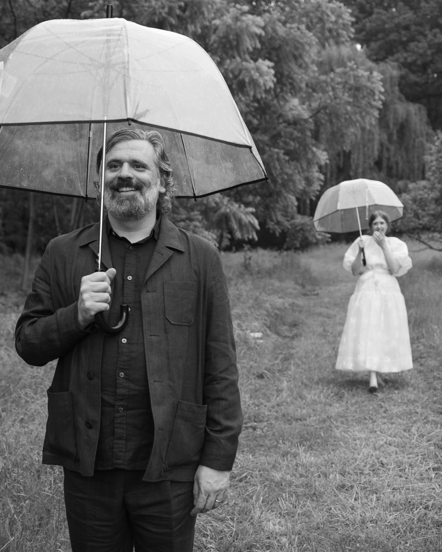 They met in the open field, under a blanket of soft rain. She stepped out in the dress she dreamt + stitched up herself &mdash; to finally reveal to her forever person. 
.
.
.
.
.
🏷️ Indianapolis Wedding Photographer, Film Photography, Rainy First L