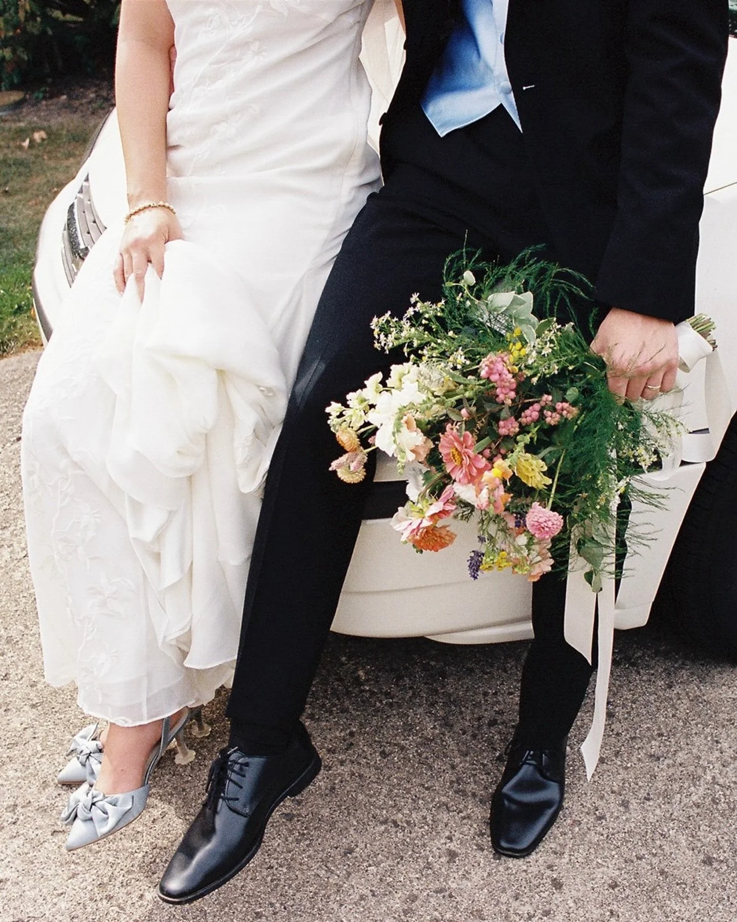 Wedding day wheels &mdash; basically part of the bridal party. 
.
.
.
.
.
🏷️🎞️ Indianapolis Wedding Photographer, Backyard Wedding, Getaway Car Portraits, Indy Film Photography, #weddingpolaroids #weddingdaycar #indianapolisfilmphotographer
