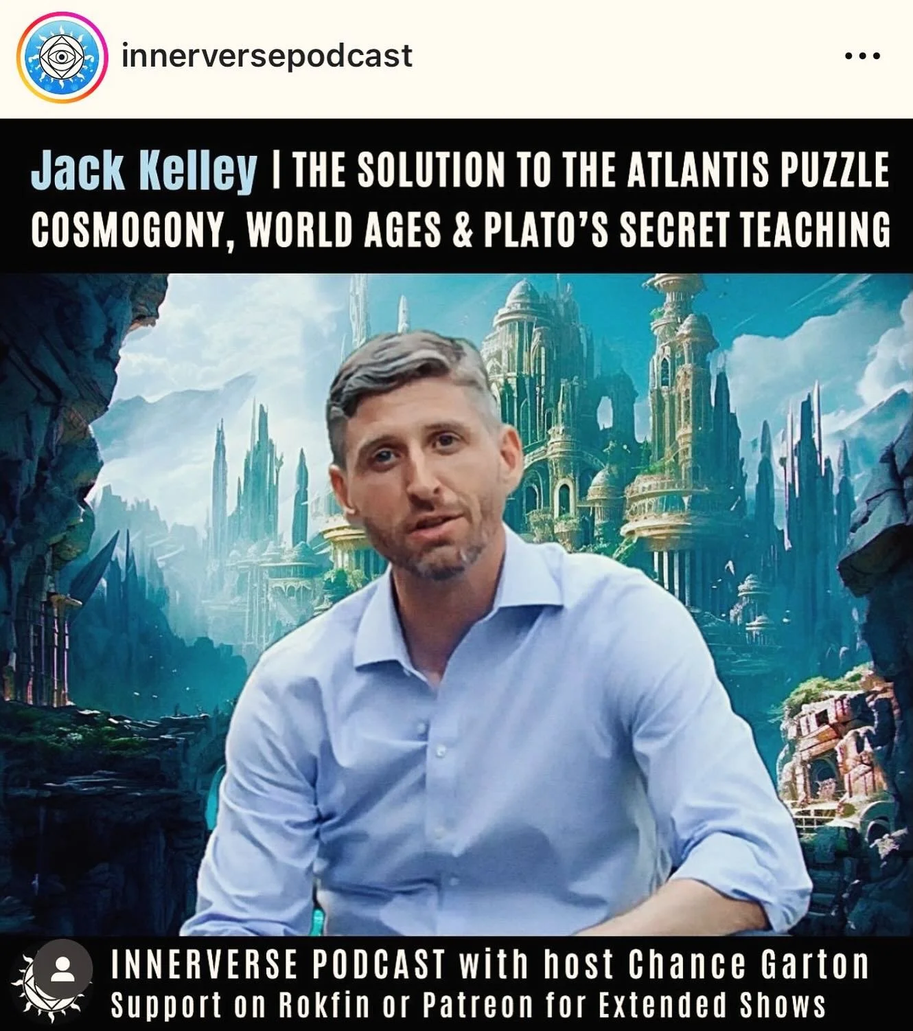 Great conversation with @innerversepodcast on the mythological and philosophical roots of the Atlantis story, a different direction than most conversations about the subject go! Thanks to show host Chance Garton for exploring the deep end of the pool