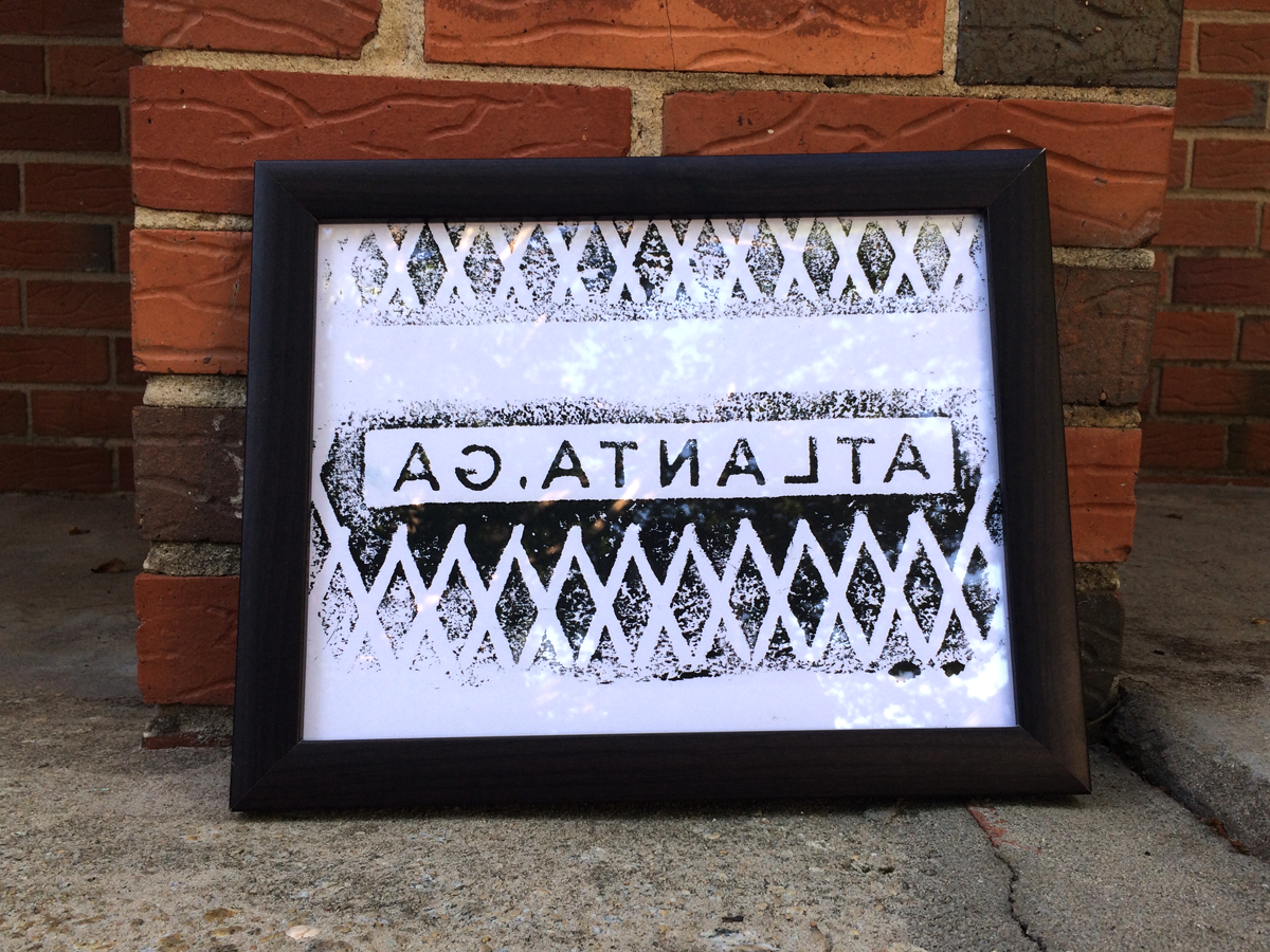 ATLANTA MANHOLE - dos Original print on 8.5 x 11 card stock paper, using screen printing ink. Shipped and ready to be framed.
