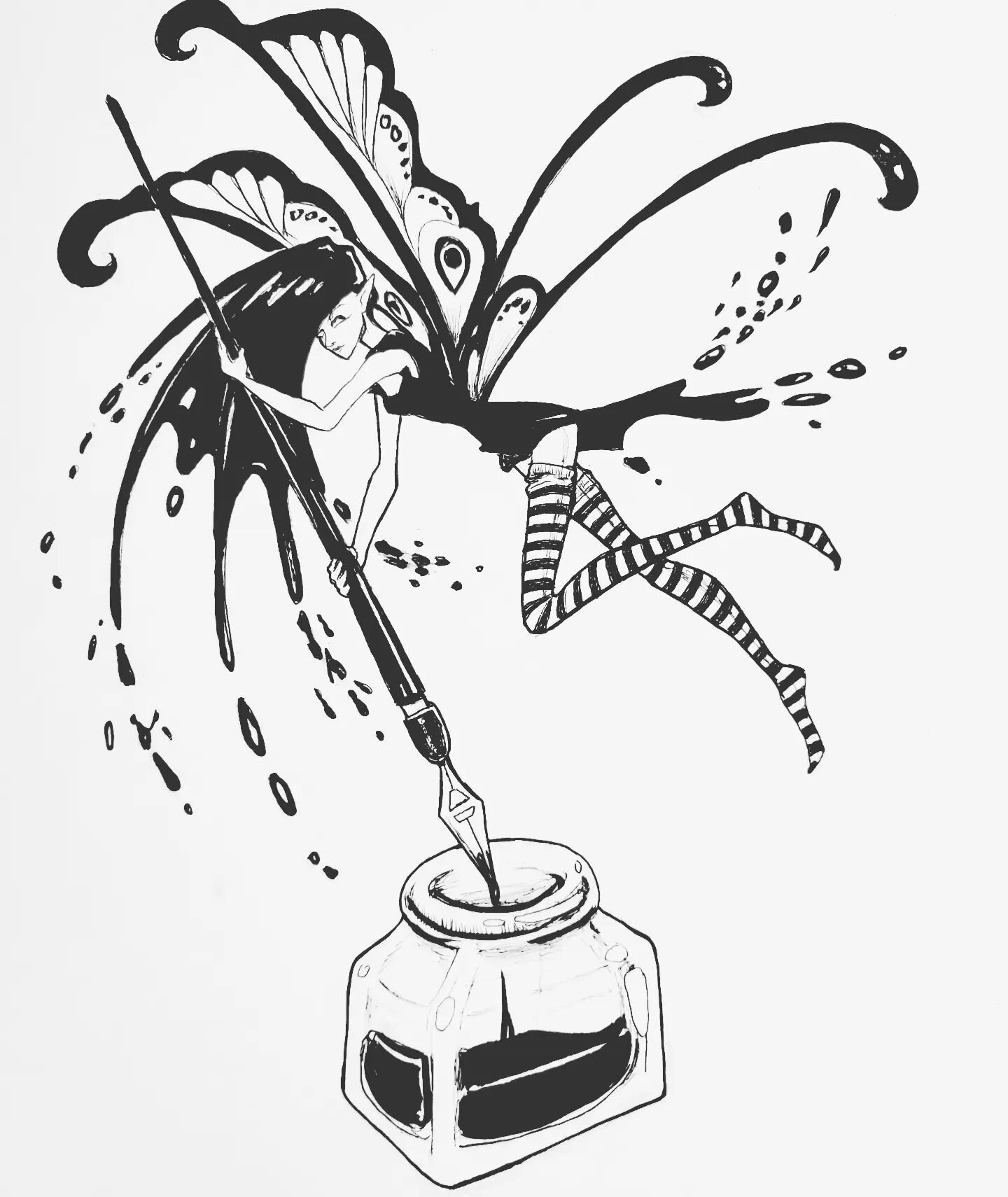 Inktober Day 24 - Fairy or in this case ...inktober fairy! 

#inktober #intoberfairy #inkfairy #fairy #ink #inkart #inking #inkeveryday #inkpen #penandinkart #inktober2022 #inktoberfairy2022 #pixi #inknib