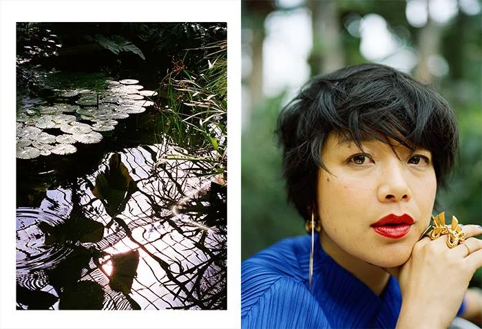 Mai Hua , blogueuse et réalisatrice, porte les boucles d'oreilles et la bague 'Hycliad' (2016), photos de Marion berrin. 