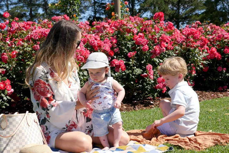 Tobi dress with kids and roses