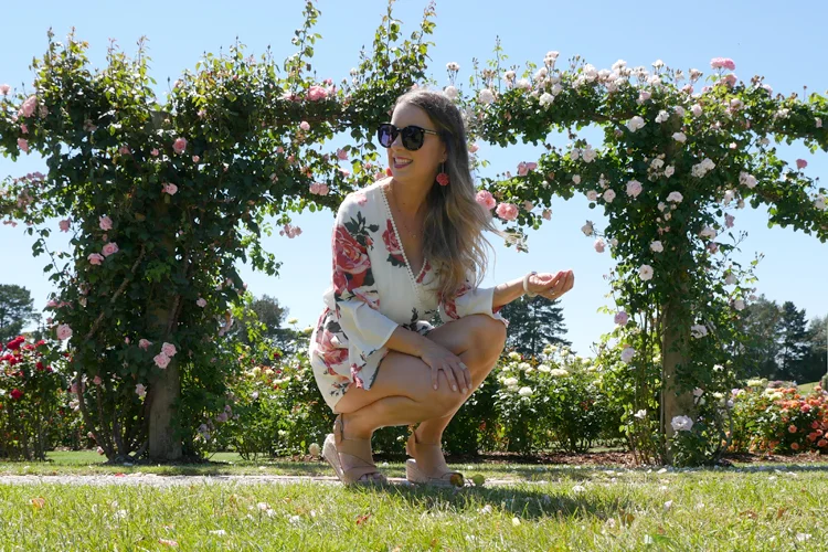 Wearing:  Romper &nbsp;by  Tobi ,  Seed PomPom Earrings &nbsp;,  Karen Walker  Sunglasses - similar  here &nbsp;,  Swarovski  bracelet - similar  here &nbsp;and  Clinique   Chubby lipstick  in Roomiest Rose