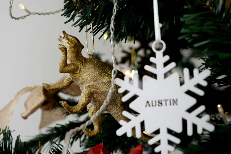 DIY gold dinosaur christmas tree decoration