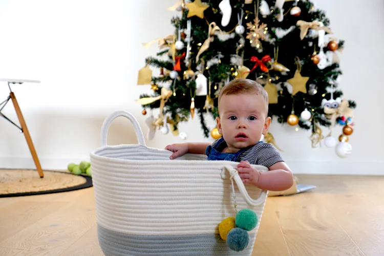 baby in a basket christmas tree