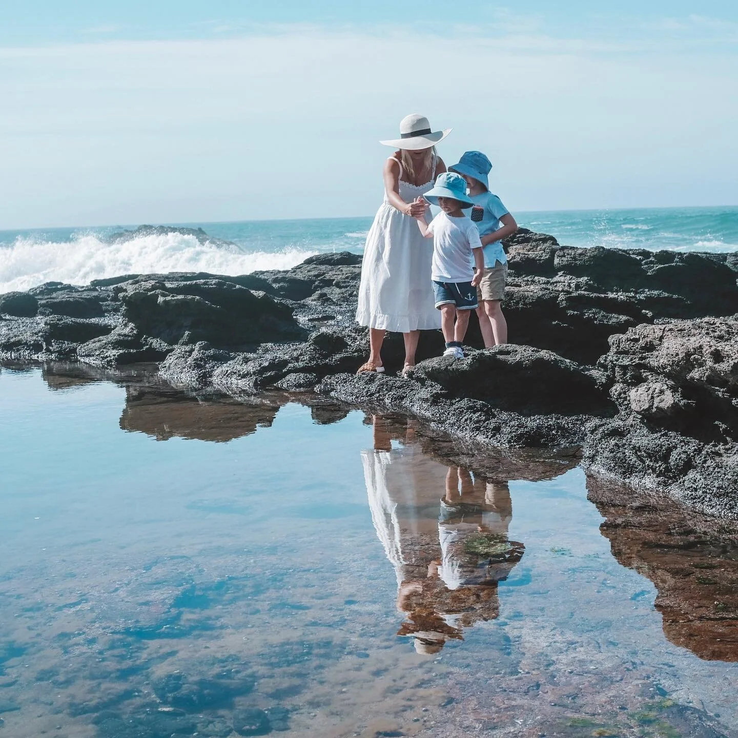 Hunting in the rock pools, lots of sea snails, lots of sea urchins, no crabs, no fish, but no worries the kids still had a ball!