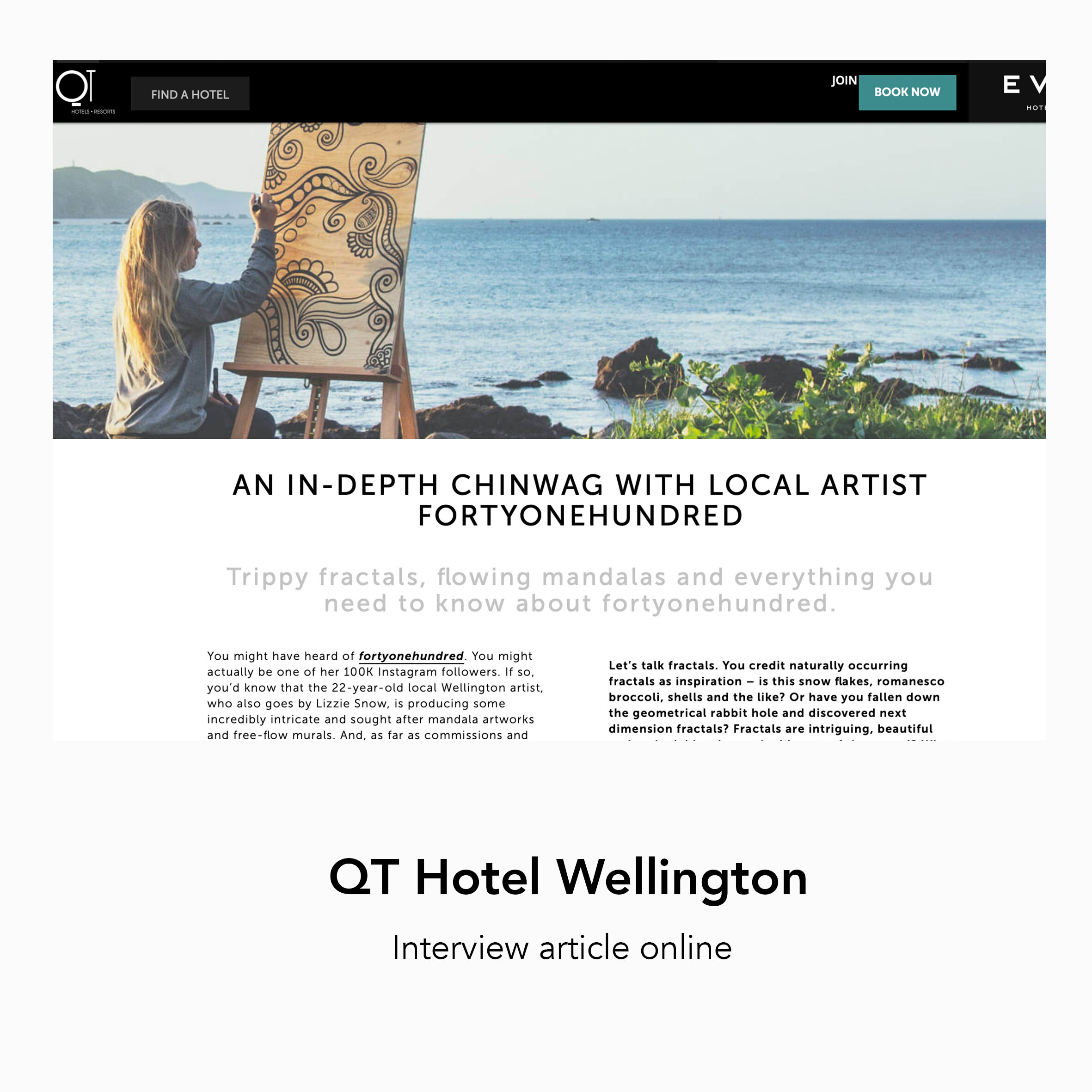 QT hotel interview article Lizzie Snow fortyonehundred New Zealand artist