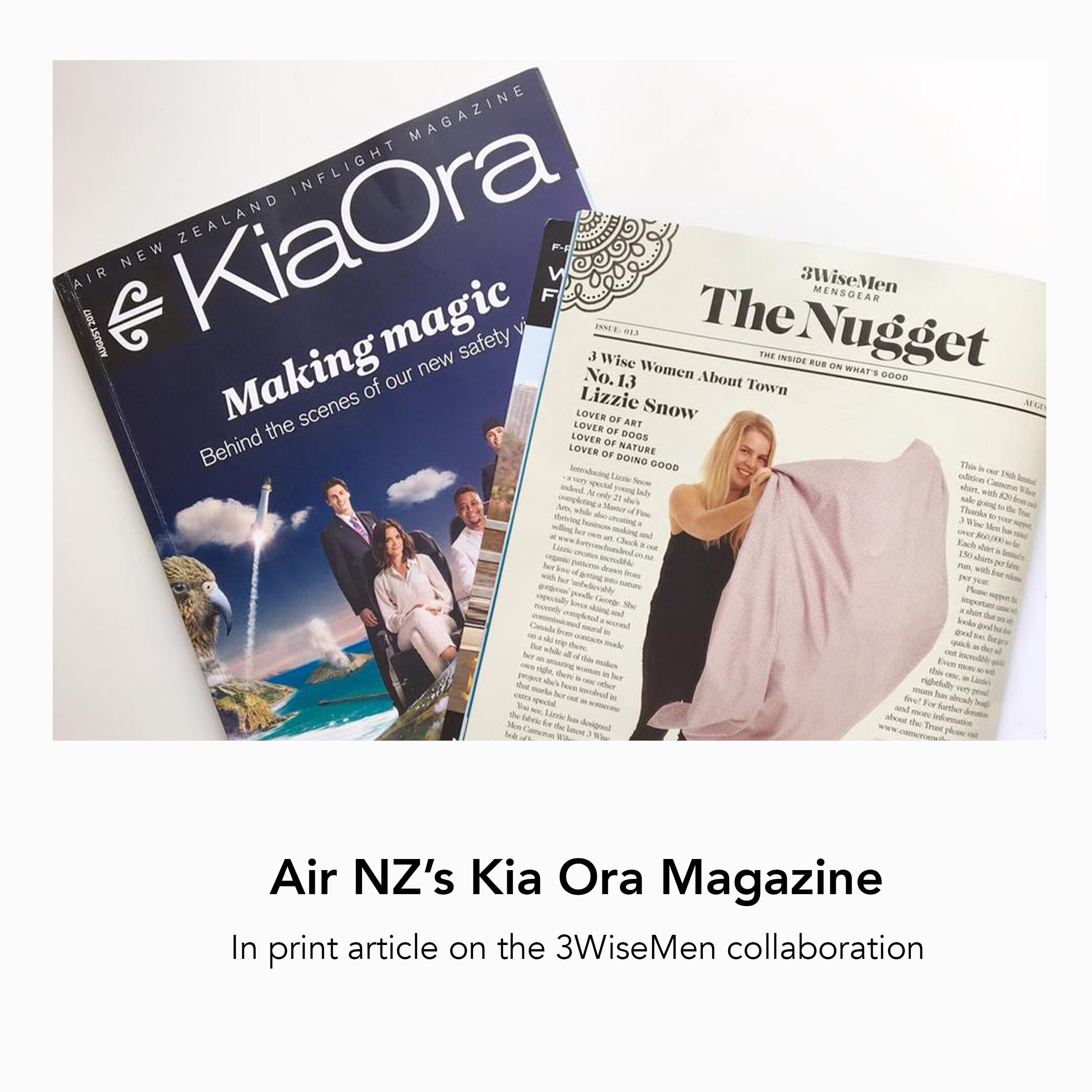 Air New Zealand Kia Ora Magazine 3WiseMen feature Lizzie Snow fortyonehundred - New Zealand contemporary mandala and mural artist