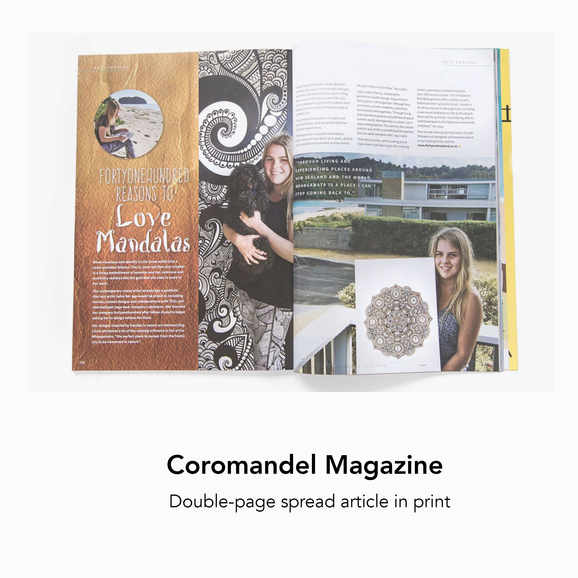 Coromandel Magazine interviews Lizzie Snow fortyonehundred - New Zealand contemporary mandala artist and mural artist