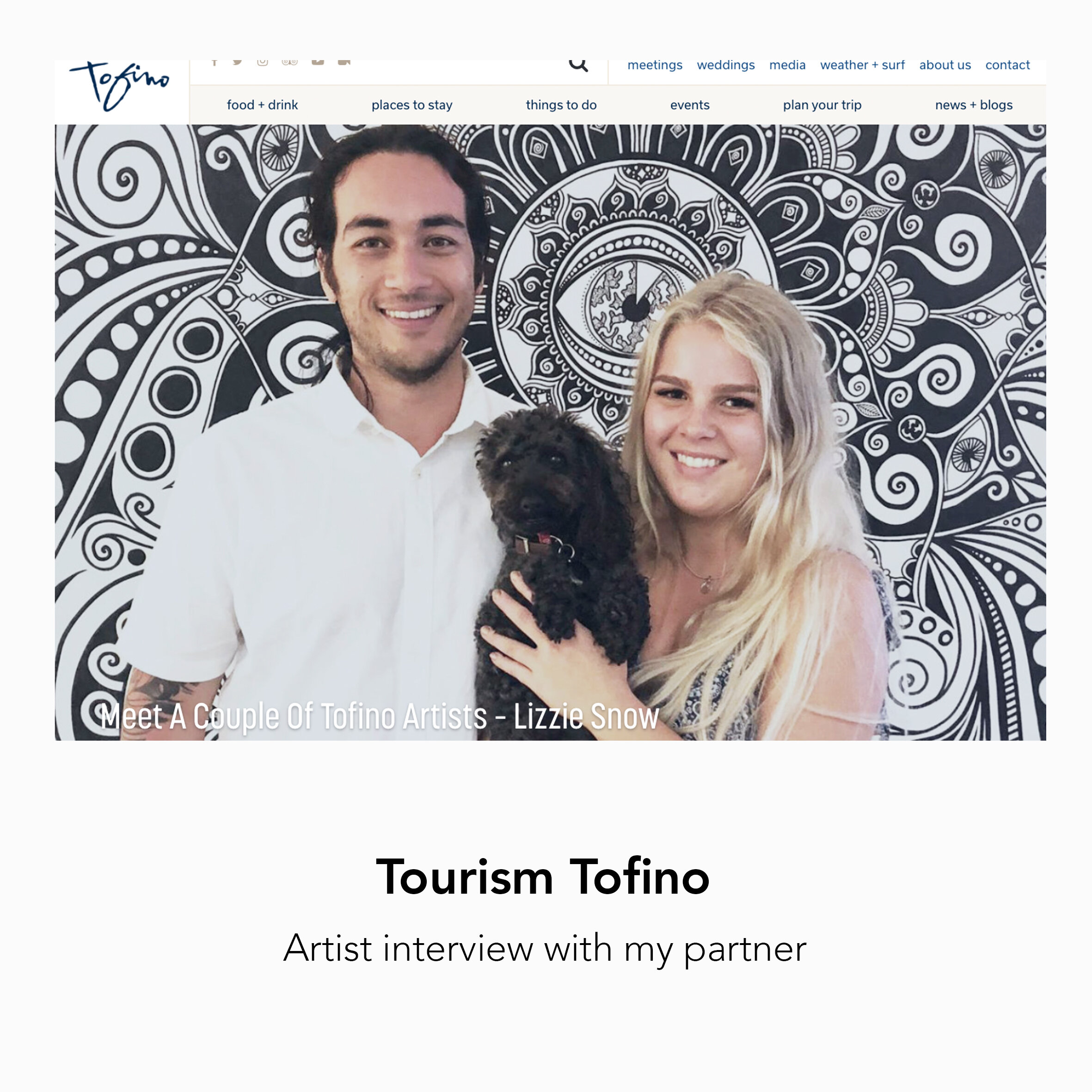 Tourism Tofino interviews Lizzie Snow fortyonehundred - New Zealand contemporary mandala artist and mural artist and Paul Levy Photo