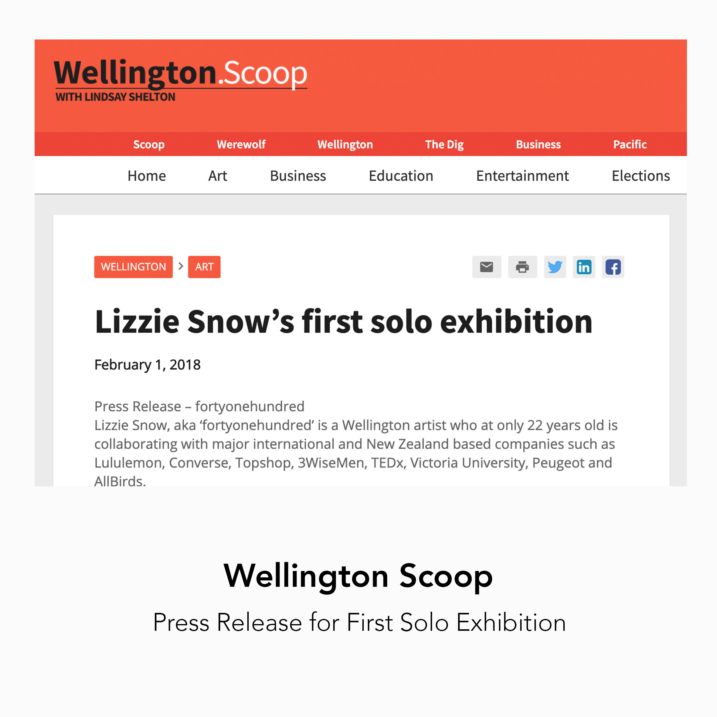 Wellington Scoop press release for Lizzie Snow fortyonehundred - New Zealand contemporary mandala artist and mural artist