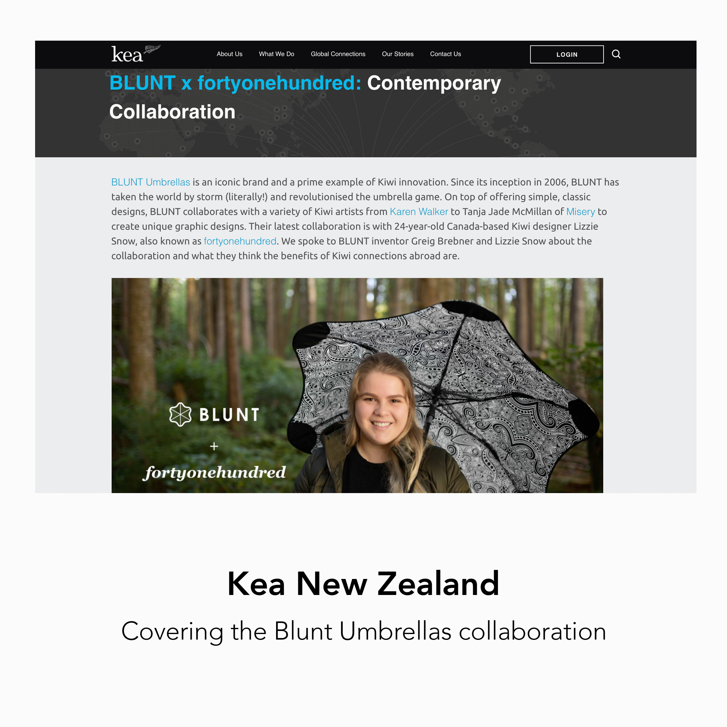 Greig Brebner and Lizzie Snow interviewed by KEA New Zealand on the fortyonehundred X Blunt Umbrellas collaboration