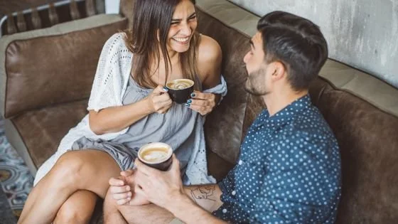 two people flirting indicating how a partner might feel witnessing this and requests they can make to feel more comfortable.
