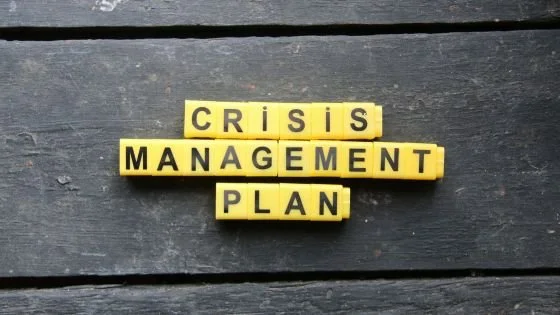 depicts words crisis management plan to portray the initial steps in affair recovery..