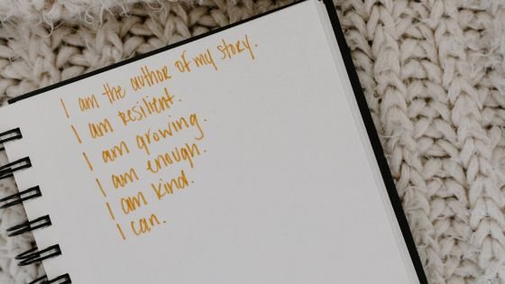 written list of mantras as an example of working on self-esteem.