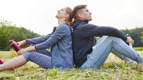 couple pausing to rest and reflect before reacting and engaging.