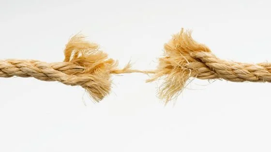 frayed rope symbolizing tension between self-preservation and social obligation.