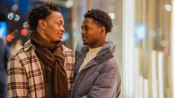 couple looking at each other aware before they escalate. Things they learned at a couples intensive.