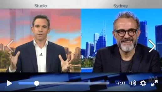 'To feed the planet, you have to find the waste' Italian Chef Massimo Bottura on gathering together the world's best chefs and using leftovers and food waste to create banquets for the homeless. He talks to ABC NEWS BREAKFAST about his new movie to be released on TUGG later this year, Theatre of Life.