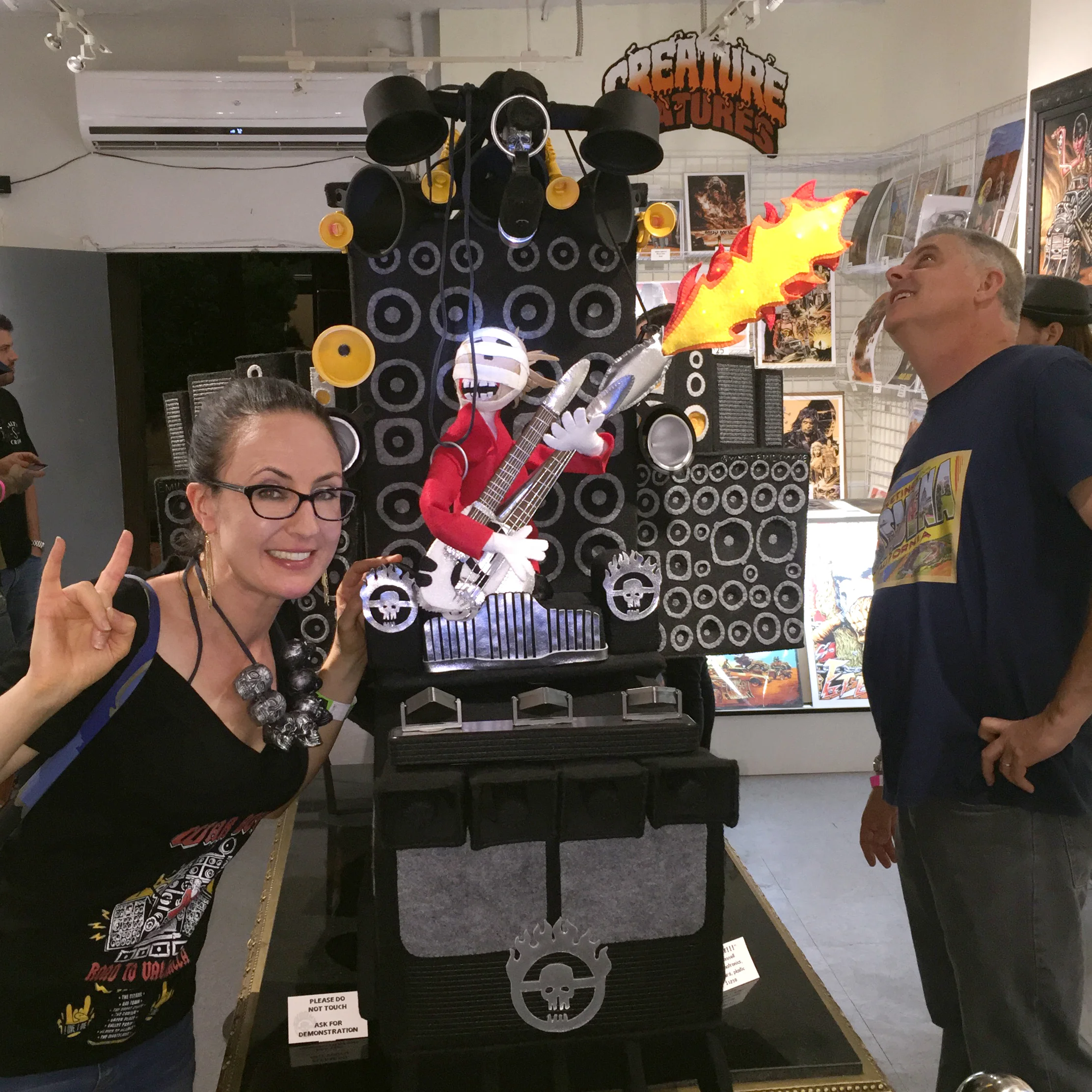 I spent about 7 weeks of my spare time building this huge animatronic Doof Warrior Wagon (with 4 drummers!) It was for the Mad Max The Art of Road Rage group art show at Creature Features in Burbank. A huge huge thank you to Matthew Abrams, Jeff Rebner, Taylor White, Mick Cassidy, Mark Covell and everyone I met at Creature Features for making the night so fun! And of course the biggest thank you ever to my husband Kevin, for all his encouragement and support and putting up with a house full of my creations..... ! And thank you Hayley and Ben for helping with the set up!! AND THANK YOU GEORGE MILLER FOR MAKING SUCH AN AWESOMELY BAD-ASS MOVIE!!!! If you see this and you want it you can have it! xoxox