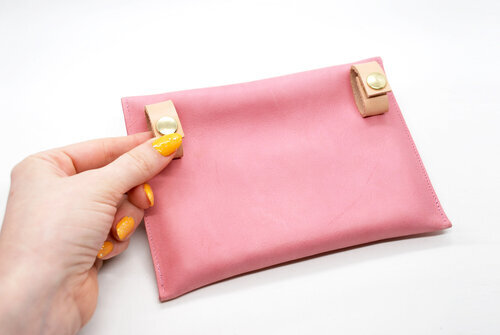 Bubblegum Pink Handmade Leather Belt Bag, Detachable Leather Pouch 
