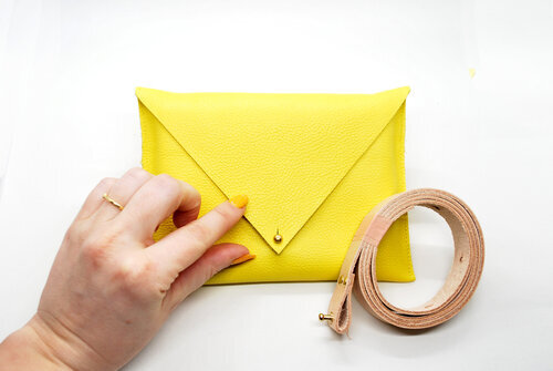 The Cold Gold Leather Belt Bag in Yellow Leather with Natural Rawhide Belt