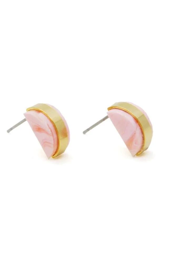 Cold Gold Studio Studs in Rose Quartz