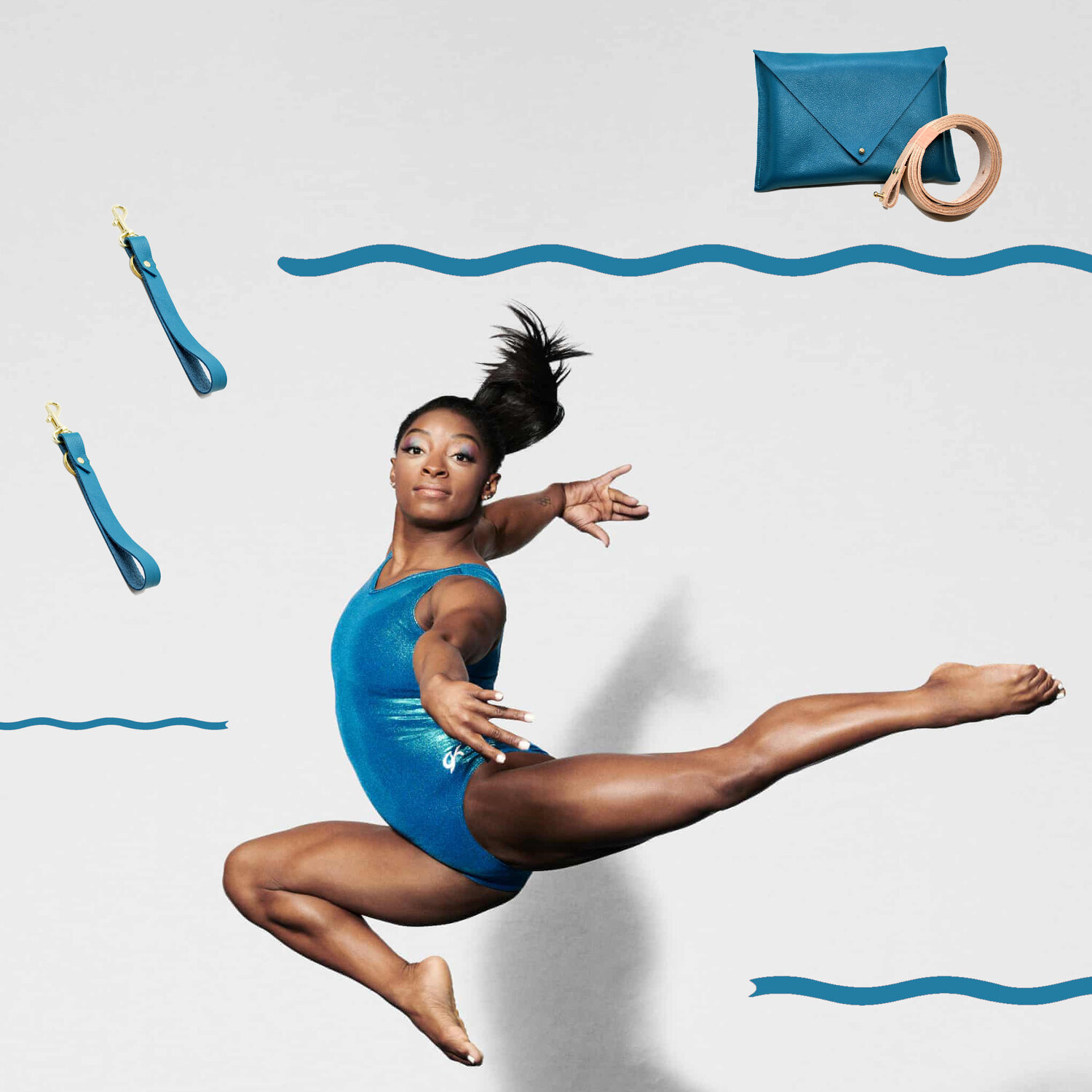 Simone Biles showing us how a winner wears - and accessorizes in - turquoise like a Pisces.