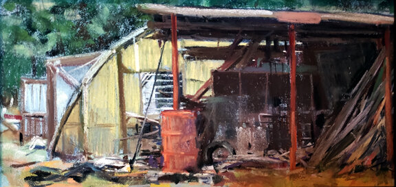  Funke's Lean-ToPastel on Colourfix board 8x16"Done on site, Funke's Greenhouse6/19/2020Ray Hassard 