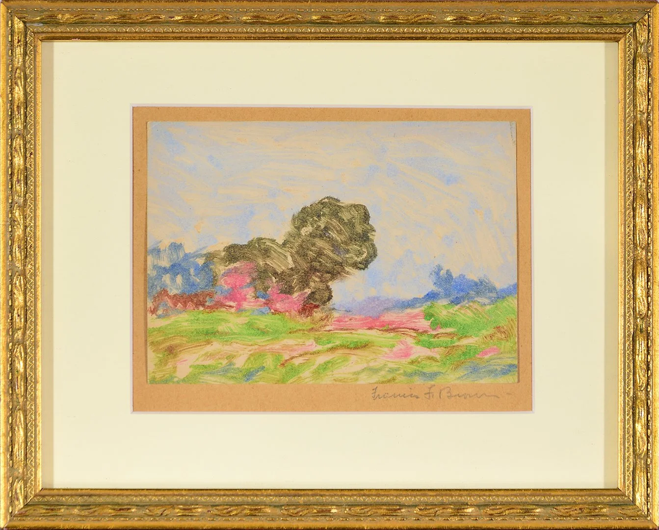 Francis F. Brown, "Landscape" 1918, Oil on Paper, 4 1/2 x 6 1/8 inches, $200