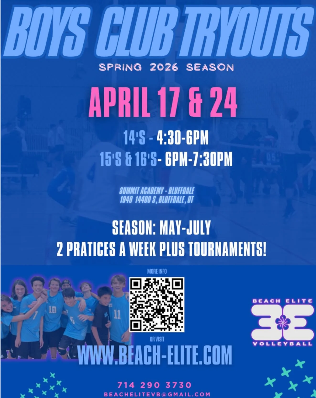 Registration is now open for spring boys club volleyball! Visit our website and click under northern Utah