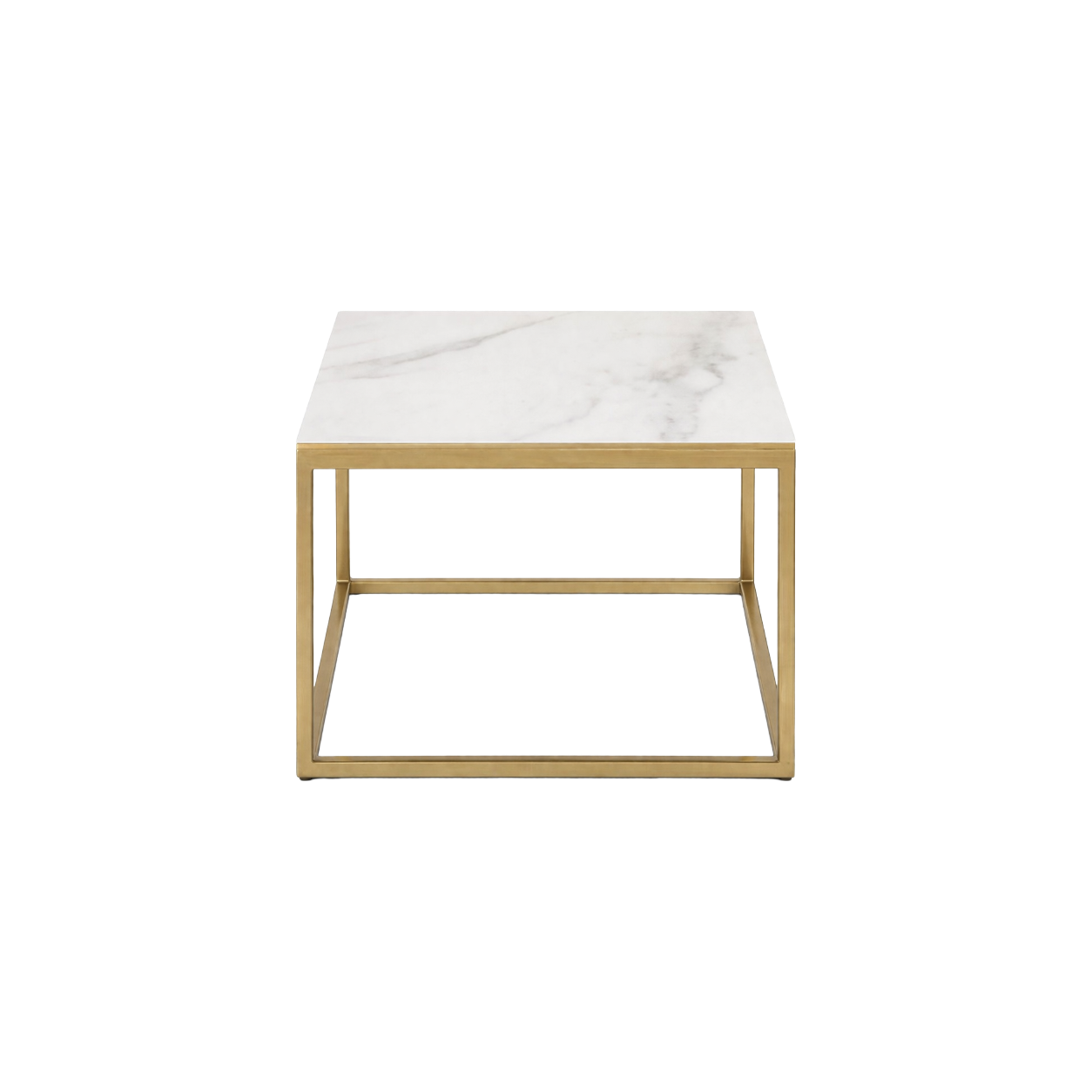 mesa baja marmol blanco base dorada