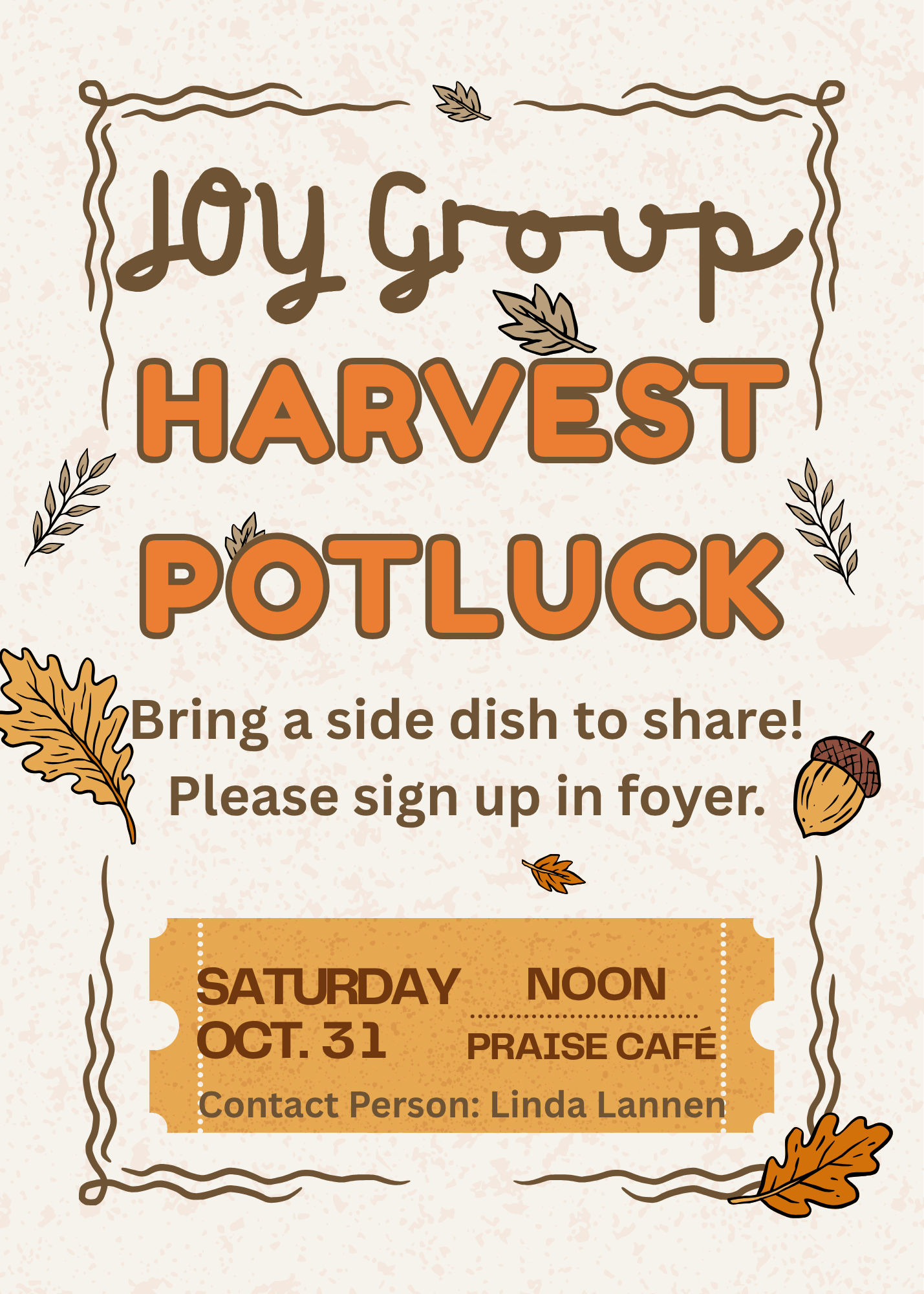 JOY Group Harvest Potluck
