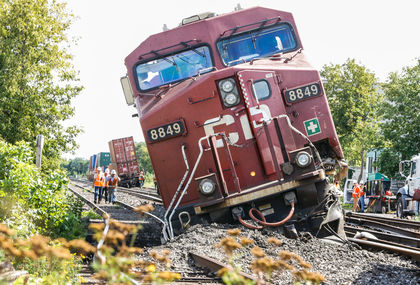 Derailment of a CP Rail train in midtown Toronto, at Dupont Street and Howland Avenue, August 21, 2016