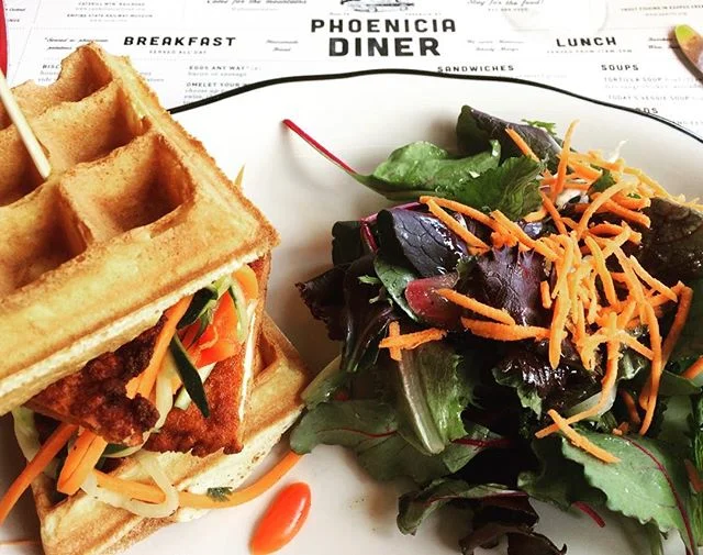 Fried chicken and waffle sandwich @phoeniciadiner. #slammin #Phoenicia #friedchicken #waffles #chickenandwaffles #diner #Catskills