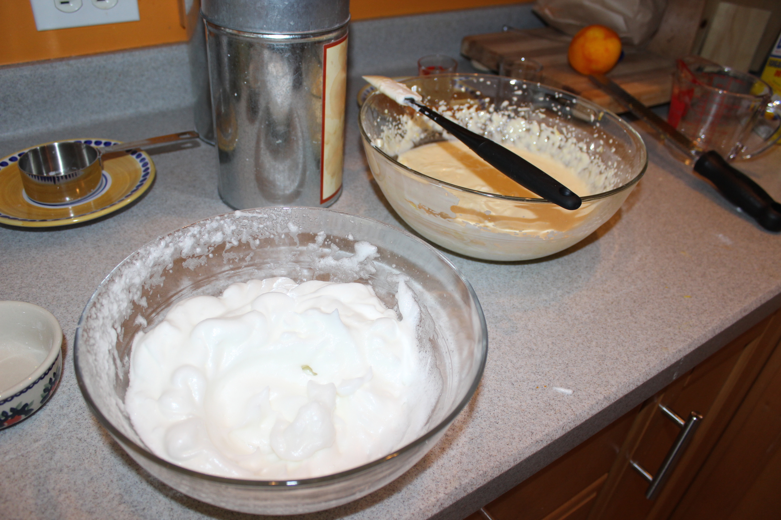 Pour into a round (preferably non-stick) 9 inch baking tin greased with butter. Bake at 350° for 50 to 60 minutes until brown. It will puff up and then fall (don’t be alarmed).